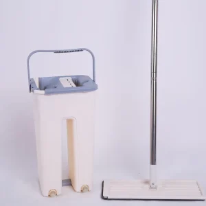 360-Degree Microfiber Mop System with Washable Pads, Adjustable Handle, and Bucket