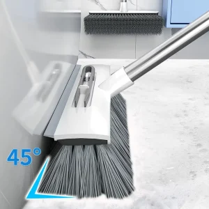 360 Degree Rotating 2 in 1 Ceramic Tile Washer Long Handle Adjustable Bathroom Floor Cleaning Brush Scraper