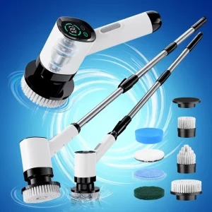 360-Degree Rotating Cordless Long-Handle Electric Spin Scrubber