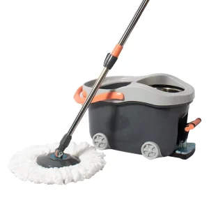 360 Degree Rotating Extendable Handle Floor Mop and Bucket with Self-Wringing Spinning Mop System