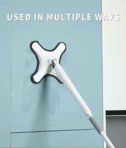 360-Degree Rotating Flat Wiper Mop, Four-Corner Telescopic Self-Wringing Microfiber Mop for Bathroom