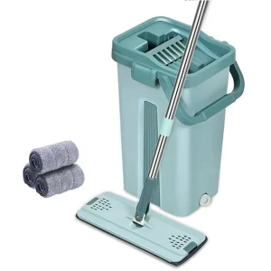 360-Degree Rotating Microfiber Flat Mop with Bucket