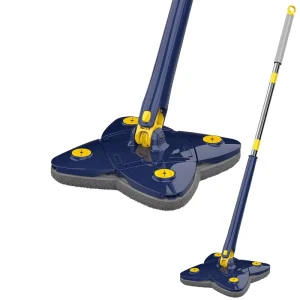 360-Degree Rotating X-Shape Microfiber Mop Pad with Telescopic Steel Pole Lightweight High Absorption