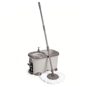 360 Degree Swivel Microfiber Mop Head Mop Bucket Combo Rotation Washing Spin Dry for Whole Room Floor Household Wet Mopping