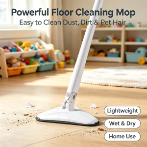 360-Degree Triangle Iron Pole Self-Wringer Mop for Dead-Corner Cleaning, Replaceable Microfiber Pad for Bedroom Use