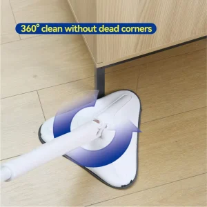 360-Degree Triangle No-Hand-Wash Mop with Replaceable Microfiber Pad for Bathroom and Household Cleaning