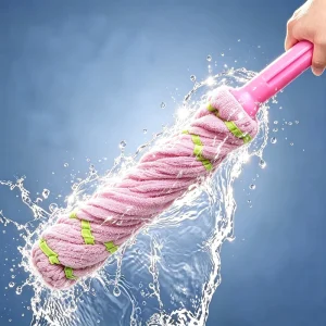 360° Microfiber Twist Mop with Steel Pole Hands free Self wringing One Step Cleaning Floor Mops