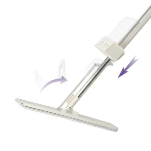 360 Rotating Flat Floor Mop Set Hand Free Auto Squeeze Clean Steel Handle Magic Head 2 Mop Heads High Dehydration Rate Home