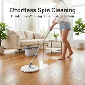 360 Rotating Stainless Steel Wringer Bucket with Self-Wringing Microfiber Spin Mop