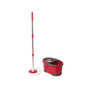 360 Spin Magic Mop Bucket Set with Microfibre Fabric and Stainless Steel Pole for Professional Floor Cleaning