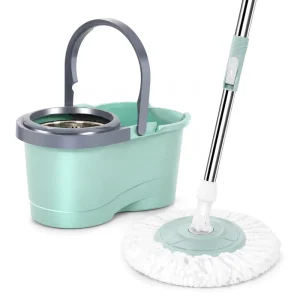 360 Spin Mop and Bucket Set Stainless Steel Wringing Basket Hands-Free Microfiber Self-Wringing Mop Telescopic Handle