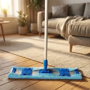 360 Swivel Microfiber Flat Mop Aluminum Handle Blue for Airport and Warehouse Floor Cleaning