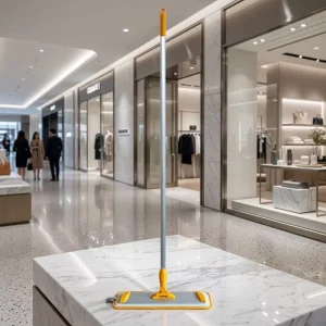 360 Swivel Microfiber Flat Mop Aluminum Pole Yellow Accents for Wet Dry Household and Commercial Floor Cleaning
