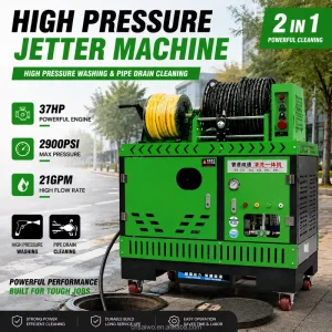 37 HP 2900 psi 21 GPM Sewer Jetter with Integrated Water Tank High Pressure Drain Pipe Cleaning Machine