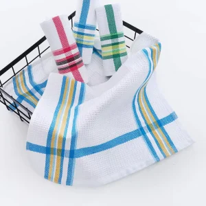 38*64 cm 55 Gram piece Check 21s 2 Stock Ready Cotton Terry Tea Waffle Woven Cloth Cleaning Kitchen Dish Towels