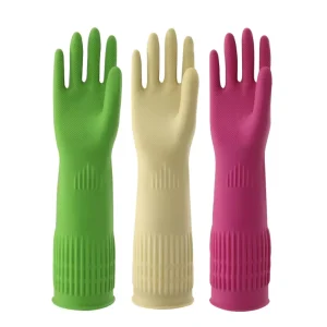 38cm 110g Extra-Long Waterproof Soft Latex Household Cleaning Gloves with Rolled Cuff