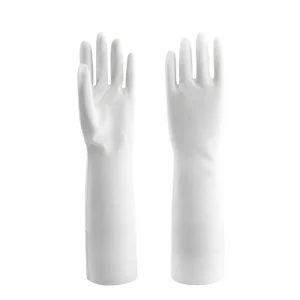 38cm 15mil White Nitrile Construction Gloves Reusable Waterproof Oilproof Diamond Texture Heat Resistant