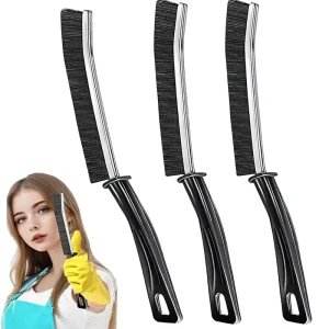3Pcs Hard-Bristled Plastic Handle Multifunctional Crevice Cleaning Brush for Thin Gaps, Bathroom and Kitchen