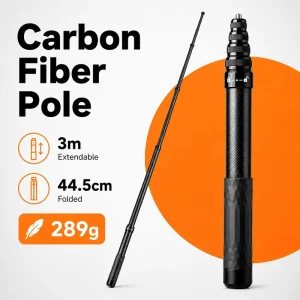 3m Extendable Ultra Light Carbon Fiber 7 Section Waterproof Telescopic Selfie Stick 44.5cm Folded 289g for Action Camera