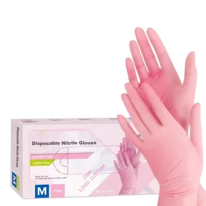 3mil 4mil pink Nitrile Gloves Powder Free Make up Beauty Nail Salon Cleaning Finger Textured Tattoo Nitrile Gloves