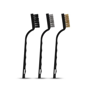 3pc Eco Friendly Mini Detail Cleaning Brush Set Nylon Steel Wire Curved Plastic Handle for Gas Burner Hardware Kitchen