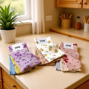 3pcs Printed Square Microfiber Kitchen Cleaning Towels, Dishcloths and Table Wiping Cloths, Quick-Dry Eco-Friendly