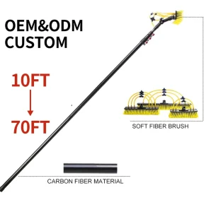 4-72ft Adjustable Carbon Fiber Water Fed Cleaning Tool Telescopic Pole for Building Facade Surface Washing
