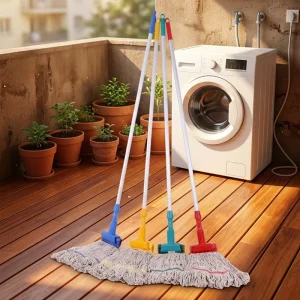 4-Color Industrial String Mop for Cross-Contamination Prevention with Aluminum Handle for Hospital School Cleaning
