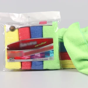 4-Color Mix Square Plain Microfiber Cleaning Cloth Set 30x30cm Washable Dish Towel for Commercial Kitchen Hotel