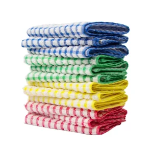 4 Color Optional for Check Cotton Tea Towel Multi Functional Dish and Home Cleaning Square Cloth for Kitchen Glass