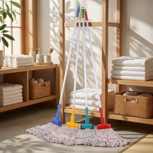 4-Color String Mop Set with Aluminum Handle for Wet and Dry Use Office Mall Floor Cleaning
