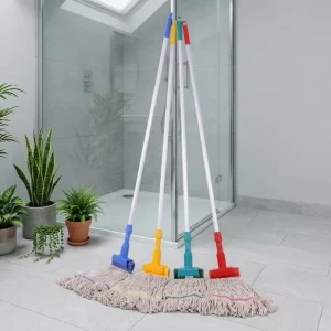 4-Color String Mop Set with Color-Coded Aluminum Handle for Large-Area Commercial Facility Maintenance