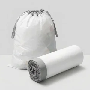 4 Gallon HDPE Drawstring Trash Bags 0.6 Mil Thick Disposable Household Bin Liners