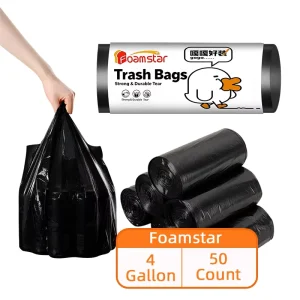 4 Gallons T Shirt Trash Bags PE Material Strong Durable Grocery Style Garbage Bags for Household and Commercial Use
