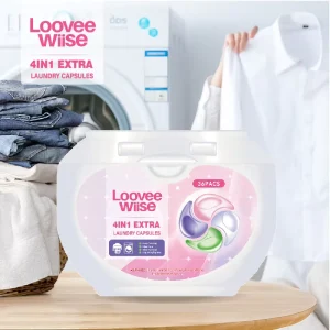 4 IN1 Eco Friendly Laundry Detergent Pods Fast Dissolving Gel Fruity Fragrance Long Lasting for Tough Stains