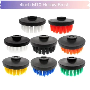 4-Inch Hollow Rodless Drill Car Wash Brush with M10 Thread for Car Wheel Bathroom and Kitchen Cleaning