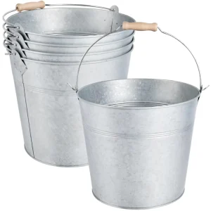 4 Pack 5 Quart Round Galvanized Metal Buckets with Handle Party Cooler Ice Pails