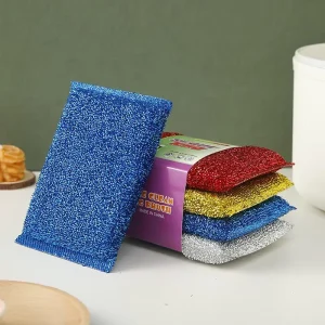 4 Pcs New Arrival Non scratch Fabric Dual Sided Reusable Super Absorbent Scouring Pad Dish Scrubber Sponge