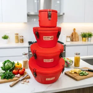 4 Piece Set of Red 6L 20L 40L 60L Insulated Container Cooler Box Beverages Ice Bucket for Camping Warm Water Storage
