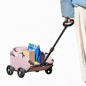 4 Wheel Foldable Lightweight 2.9kg Carbon Steel Oxford Cloth Pet Cart for Dogs Cats Small Animals Portable Shopping Cart