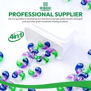4-in-1 Antibacterial Disposable Eco-Friendly Laundry Pods Detergent Capsules Fabric Softener Floral Scent