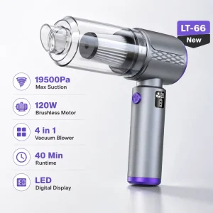 4-in-1 Car Vacuum Cleaner Brushless 19500Pa LED Display Portable Vacuum Blower OEM ODM Supplier