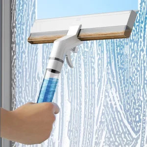 4 in 1 Double Sided Household Glass Wiper Squeegee with Water Collector and Retractable Spray Window Cleaner