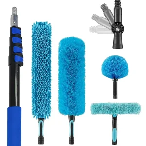 4-in-1 High Ceiling Duster Indoor and Outdoor Extendable Bendable Cleaning Set