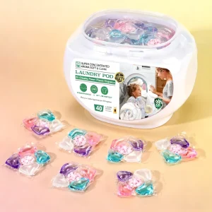 4-in-1 Quick-Dissolving Liquid Laundry Detergent Pods with Strong Fragrance