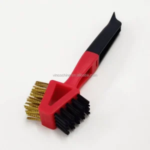 4 in 1 Removable Kitchen Scrubber Brush with Dual Heads Nylon & Brass Bristles