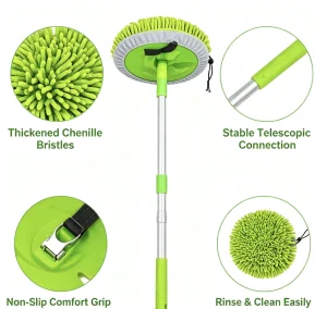 4 mm Thick Chenille Duster with Detachable 3-Section Handle for Office, Car, Furniture, and Ceiling Fan Cleaning