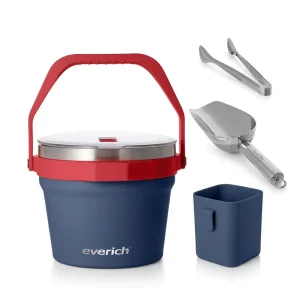 4.2L Stainless Steel Ice Bucket With Transparent Lid Double Wall Vacuum Insulated Holds 6 Cans or 3 Wine Bottles