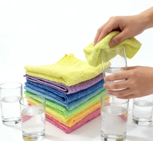 40*40cm Square Kitchen Glass Cleaning Microfiber Dish Cloth 250GSM Reusable Eco Friendly Quick Dry Soft Rag