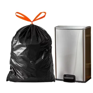 40 50 Gallon Heavy Duty Thickened Black Drawstring Plastic Garbage Bags 110 Liters Roll